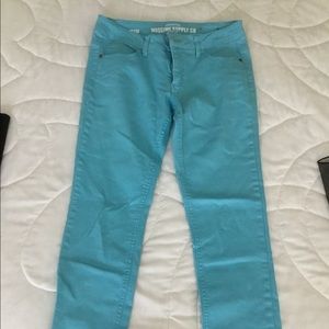 Blue colored skinny jeans